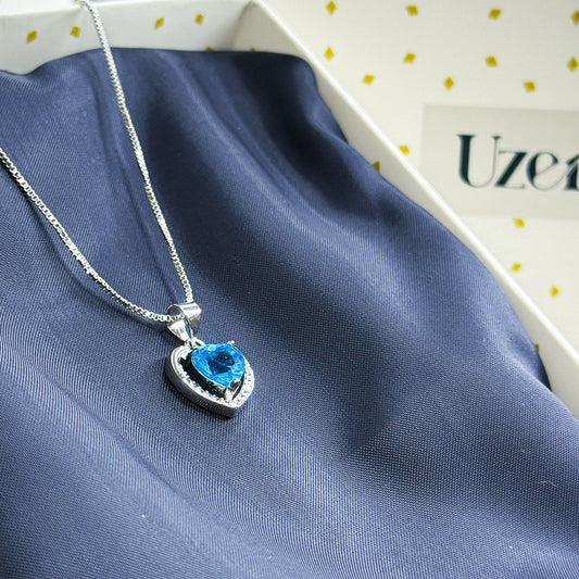 Bluvia | Blue Heart Pendant Necklace | Uzenia